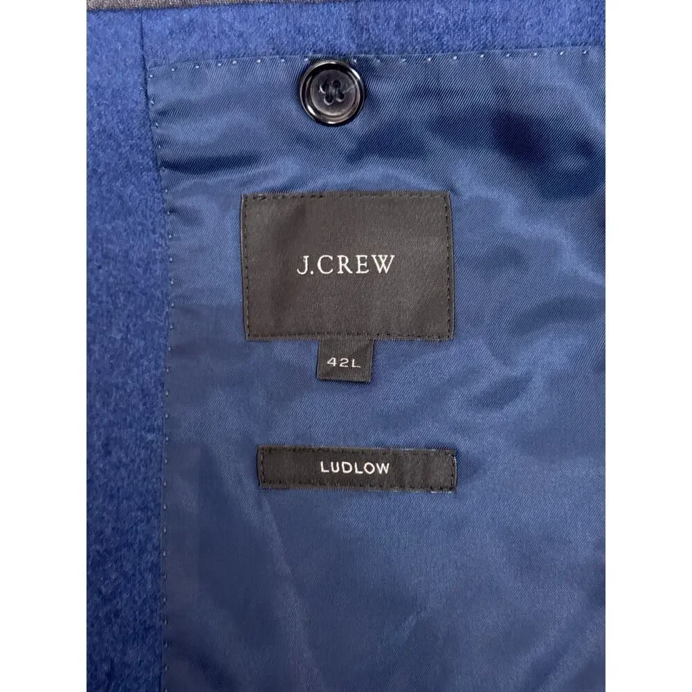 J Crew Ludlow Blazer 42L Mens Blue Italian Wool Flannel Suit Sport Jacket